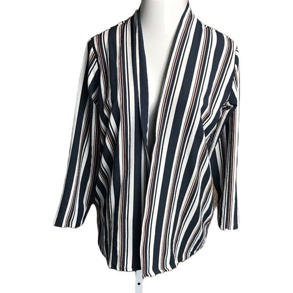 Rebellion Cute Open Front Cardigan Top ~ Sz M ~ Stripes ~ Long Sleeve - Picture 1 of 7